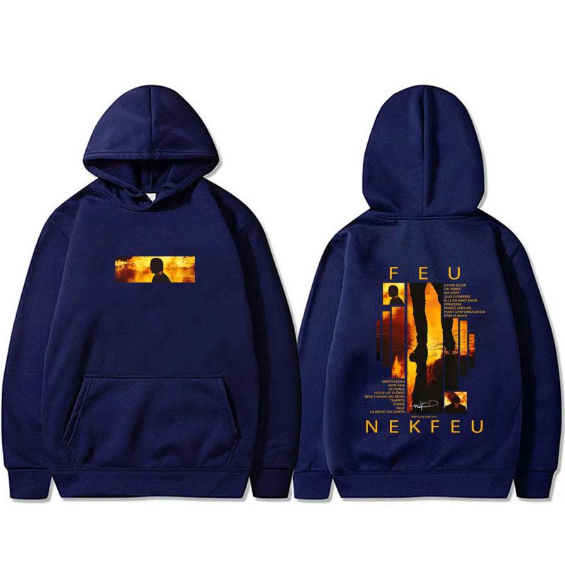Французский рэпер Nekfeu Feu Графическая толстовка с капюшоном Мужская Женская Мода Поп-музыка Пуловер Мужской Винтажный Флисовая толстовка с капюшоном