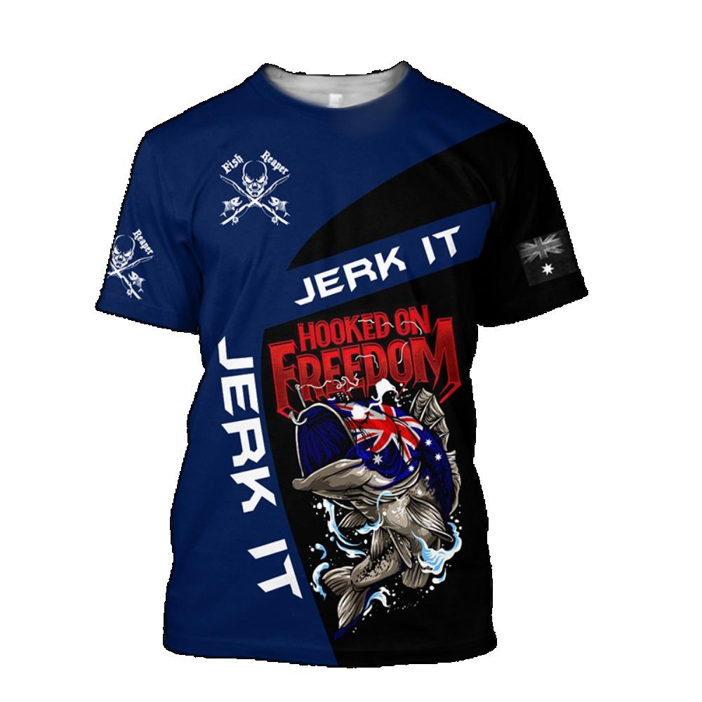 Men Fishing Graphic 3D Print Summer Tops Oversized Tee Shirts Short Sleeve Crewnack Fashion Casual Camisetas