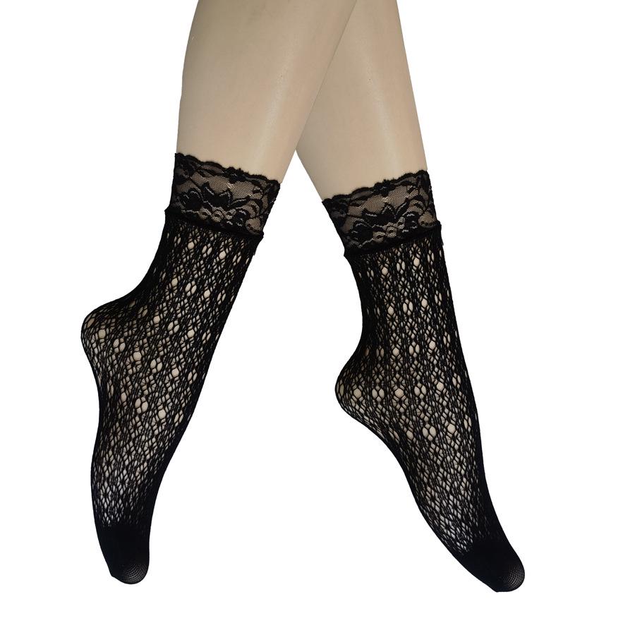 Летние кружевные носки-сетка до щиколотки Black Pearl - Дышащие, невидимые чулки больших размеров