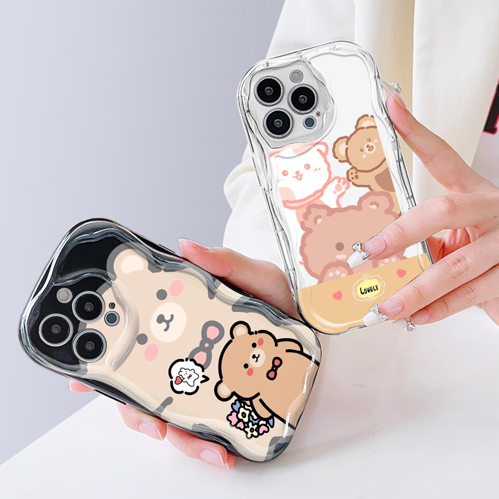 Cute Cartoon Pattern Cream Texture Casing Wavy Edge Soft Silicone Cover Phone Case for Vivo