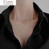 Flash Diamond S925 Sterling Silver V Letter Zircon Pendant Necklace for Women Temperament Delicate Clavicle Chain Fine Jewelry