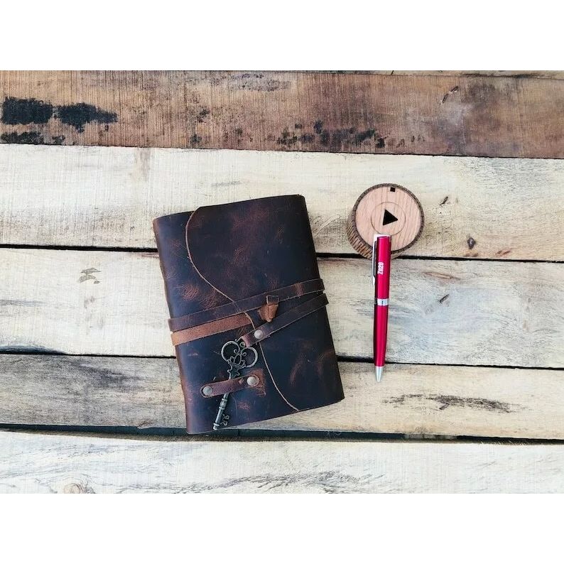 Leather Journal-Handmade Deckle Edge Paper Leather Bound Journal -Book of Shadow