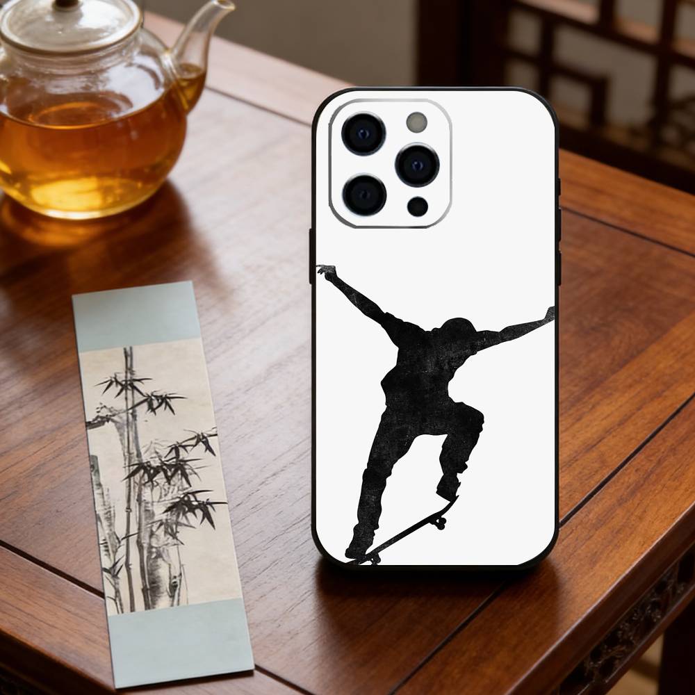 Cool Skateboard Phone Case For iPhone 17, 16,15,14,13,12,11 Plus,Pro Max, Others Soft Black Cover
