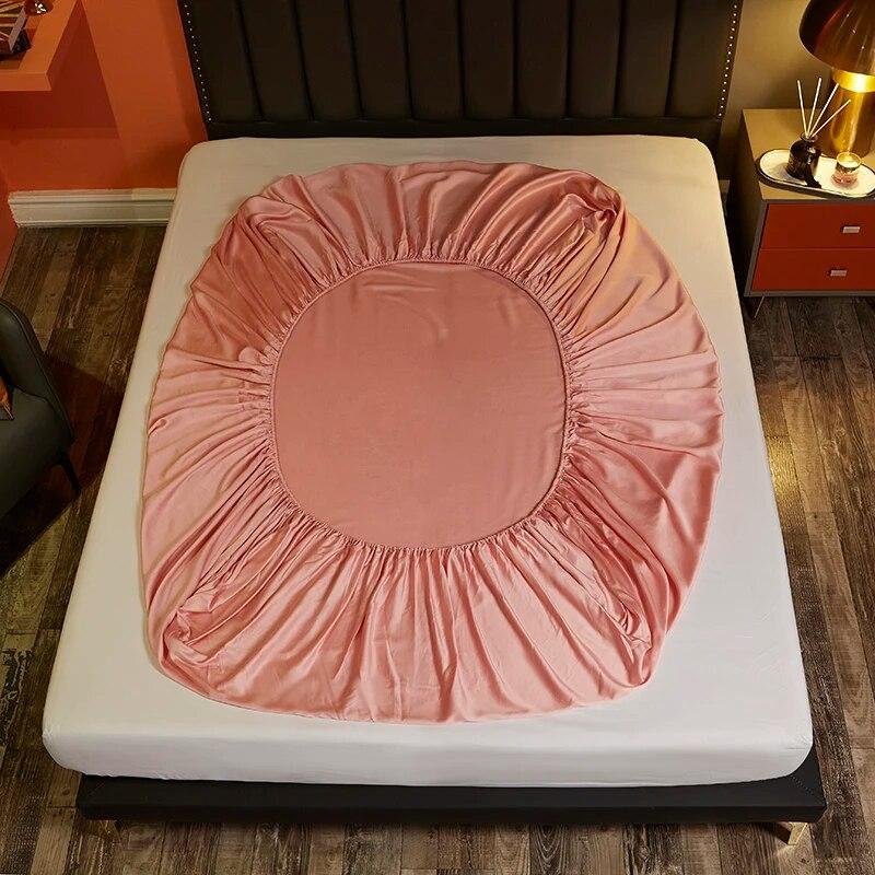 Простыня из чистого цвета, шелковая простыня из натурального шелка шелковицы, наматрасник с резинкой, фиксированное шелковое постельное белье 140x190 см