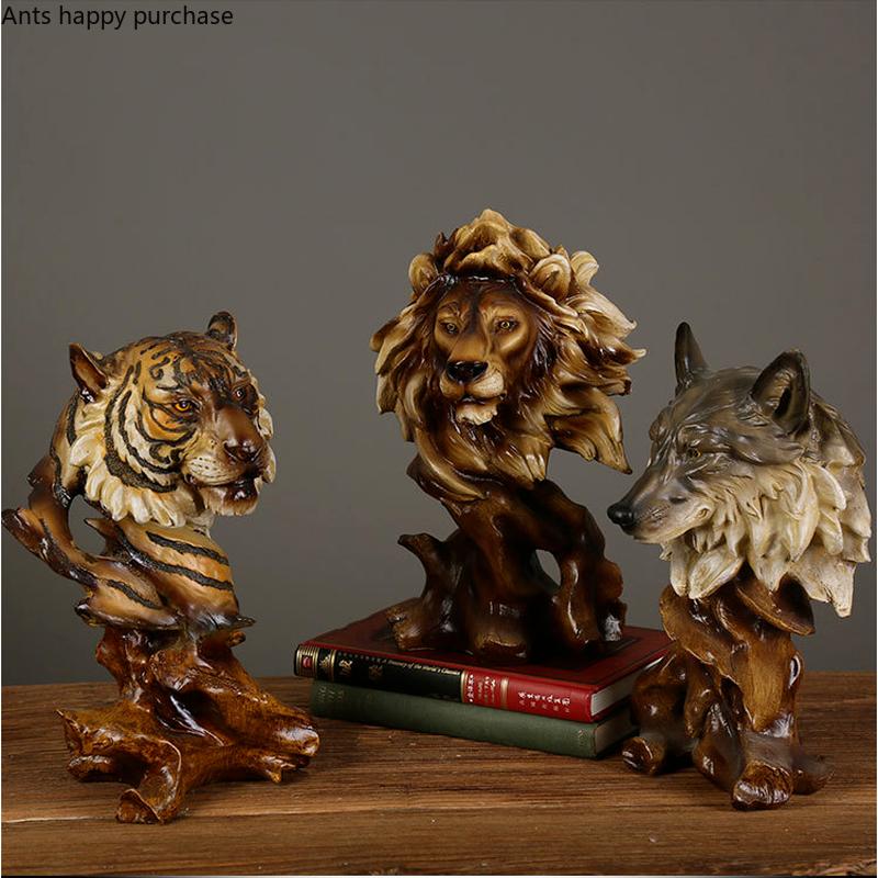 Имитация дерева Голова животного Смоляное украшение Дисплей Украшение Выставочная статуя Скульптура Статуэтка Фигурки Безделушки Поделки