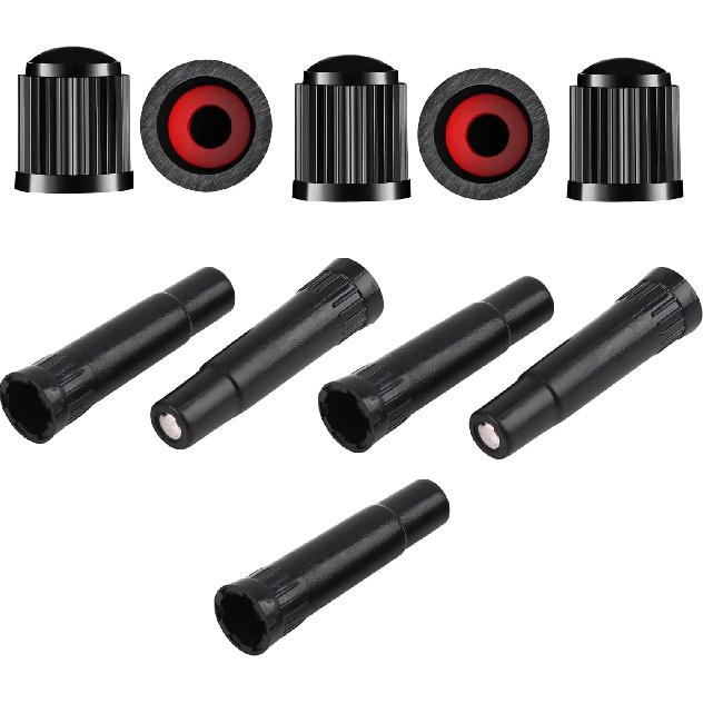 5 Pack Screw-on Valve Cap Stem Extension Extender Adapter + 5 Pack Universal Stem Covers Tire Valve Caps for Auto Car Wheel Bike Truck Motorcycle SUV