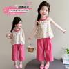 Girl's thin set for summer 2026, new baby fashion floral vest for summer, sweet two-piece set for children