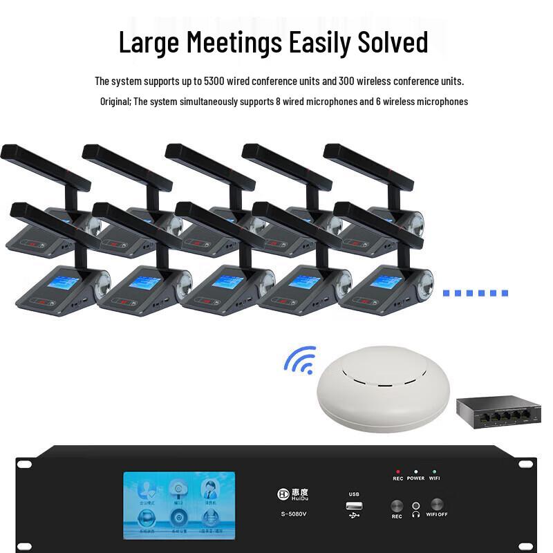 Huidu S-308/S-408 Series Professional 5G Wired/Wireless Conference System (CN version)