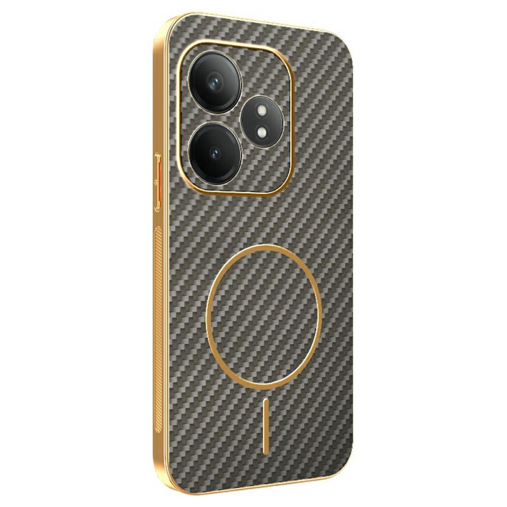 Phone Case For Realme GT Neo6 SE 5G/GT Neo6 5G/GT 6T 5G/GT 6 5G Carbon Fiber Textured Electroplated TPU Back Cover