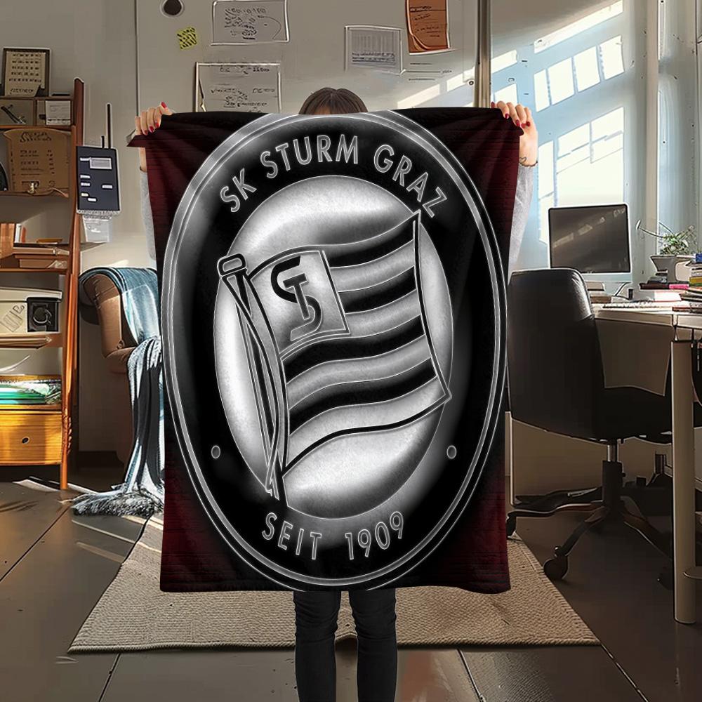 SK Sturm Graz logo FlAannel Blanket, High quality Comfortable for All Seasons, Home Decor, Warmth and Comfort