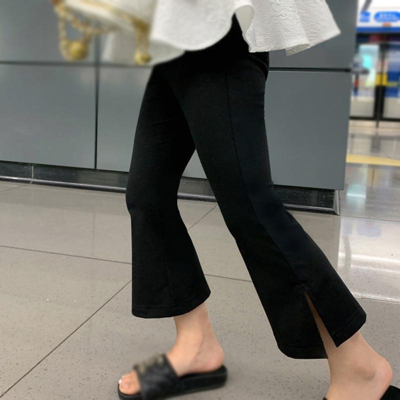 Детские брюки для девочек, черные расклешенные танцевальные брюки