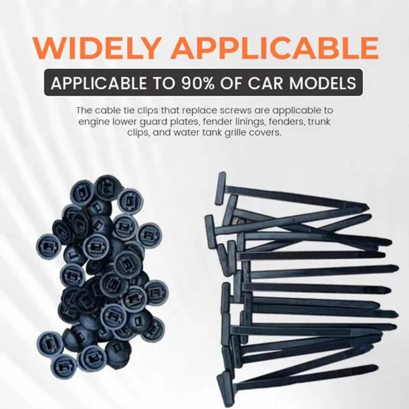 40/50/100pcs Nylon Cable Tie Buckle-Heavy Duty Zip Ties Holder with Pin&Button Design Plastic Cable Ties Tool Fasteners for Car