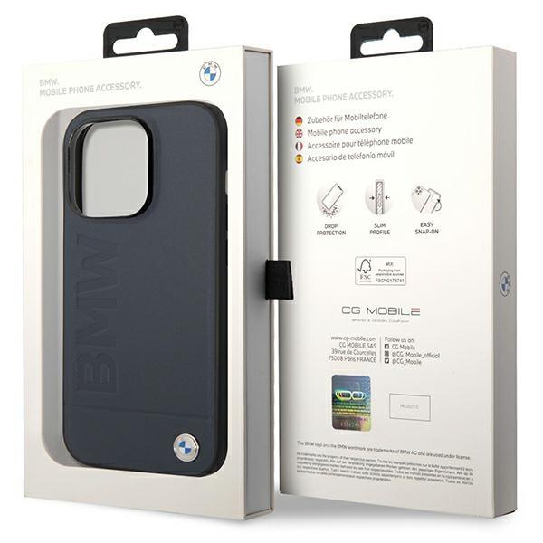 Etui do iPhone 14 Pro Max BMW MagSafe Skórzane Granatowy
