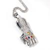 Fashion Unique Thanos Infinity Gauntlet Pendant Necklace Hip-Hop Sweater Chain Gold Plated Stainless Steel Necklace