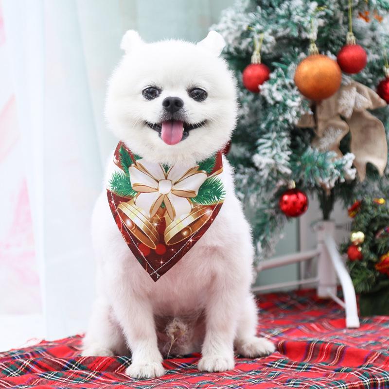 Christmas Pet Bandanas Collar for Small Large Dogs Saliva Towel Dog Triangle Towels Puppy Cotton Scarf Kerchief Pet