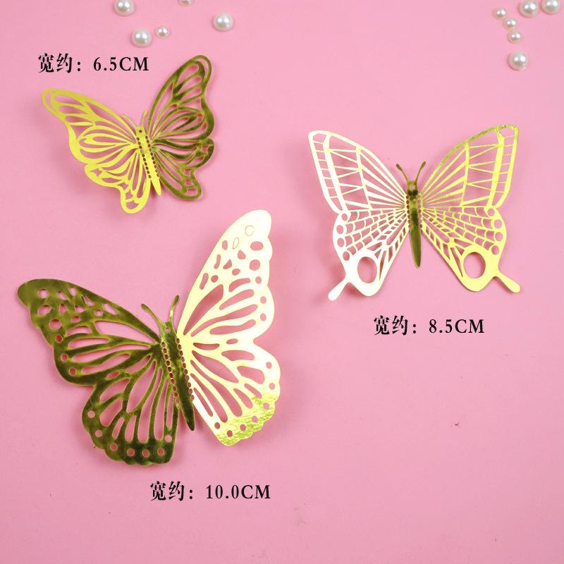 Topper Gold 3D Baking Dessert Decor For Wedding Party Happy Birthday Cake 12Pcs Artificial Butterfly Butterflies Cupcake Toppers