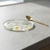 Round Floral Print Coasters Transparent Insulation Pad Table Decoration Cup Mat  Gifts