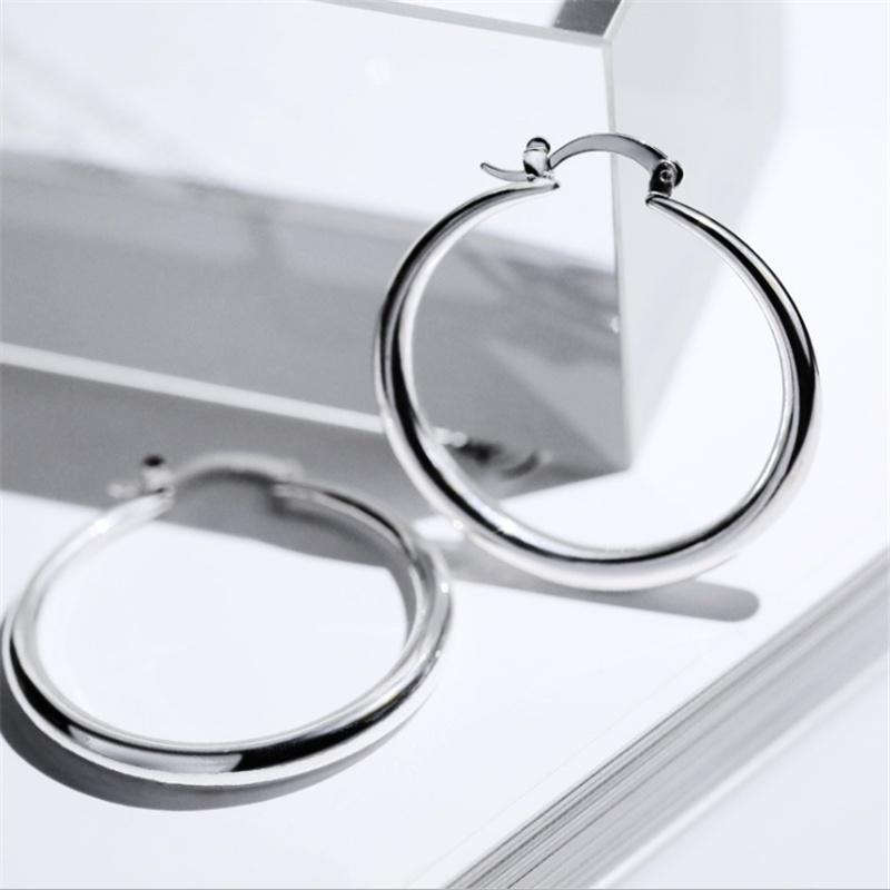 Dia. 33mm Gold Silver Color Hoop Dangle Earrings Cocktail Party Punk Jewelry 1 Pair MIT