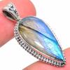 Natural Labradorite Gemstone 925 Solid Sterling Silver Gift Pendant 1.42" F6K83