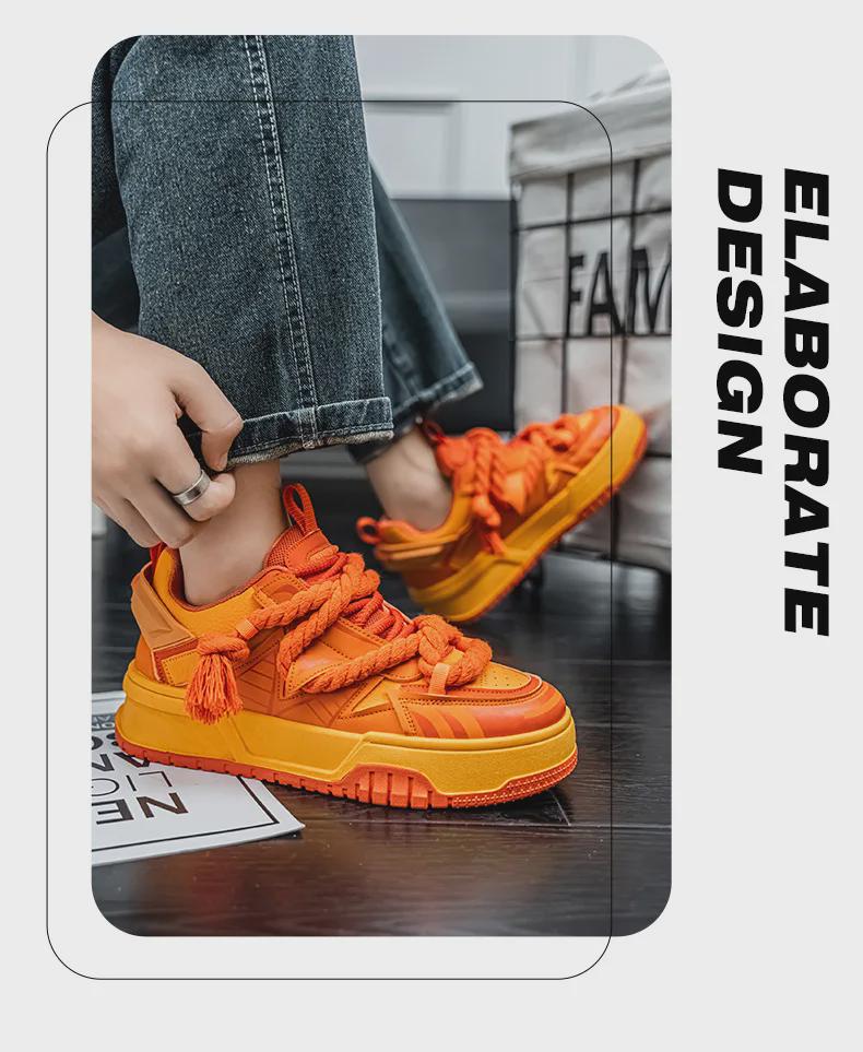 Мужские модные яркие повседневные лоферы: Персонализированный ремешок из пеньковой веревки, кроссовки на толстой подошве