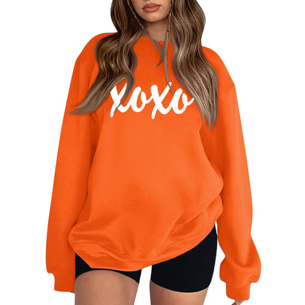 Женский модный свитшот с круглым вырезом, длинными рукавами, однотонный, с буквенным принтом