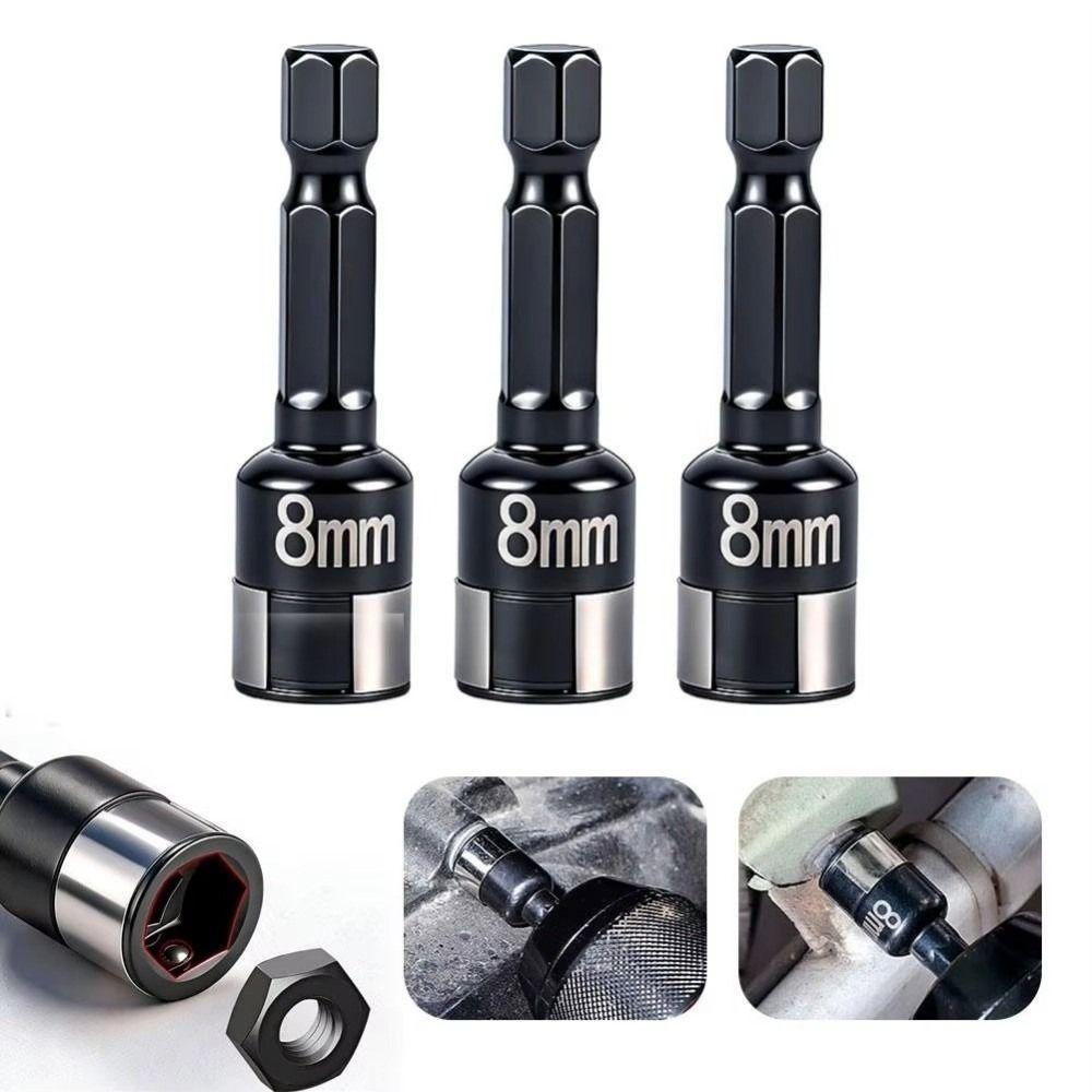 8pcs 8 Pieces Hex Shank Socket 8mm Size Socket Adapter Accessories Nut Screwdriver Home Maintenance