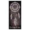 [A0642] - Brown 'Boho' Wooden Wall Clock (It's Time To Dream - Dreamcatcher) - 70x30cm