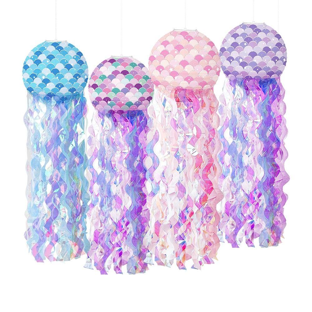 Ocean Theme Jellyfish Paper Ball Paper Hanging Lantern Cartoon Mermaid Paper Lanterns Baby Shower