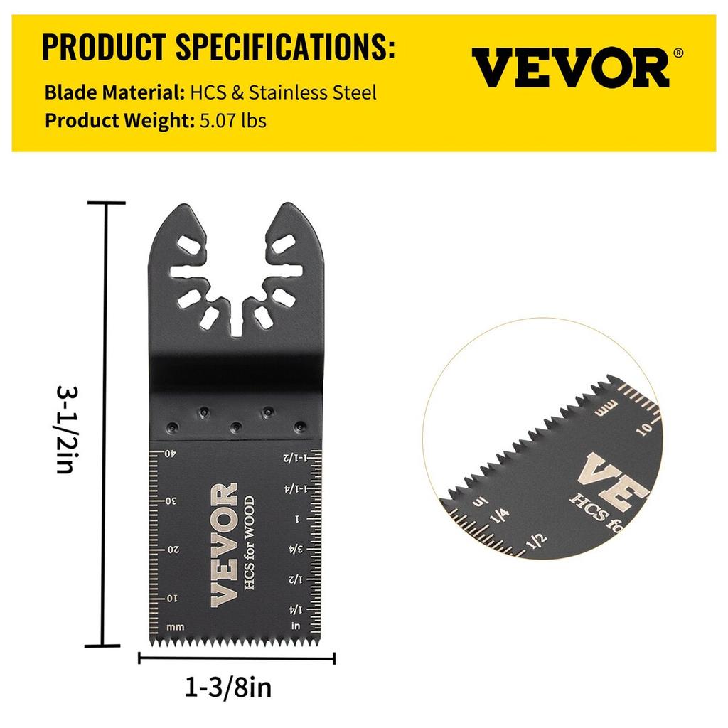 100PCS Oscillating Saw Blades, Quick Release Multitool Blades Kit, HCS Tool Blades for Wood Plastic, Compatible with Dewalt Dremel Fein Worx Bosch