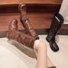 Fashion Brand New Winter Buckles Fashion Street Riding Boots Cool Chunky Heels Knee High Motorcycles Boot Shoes for Women