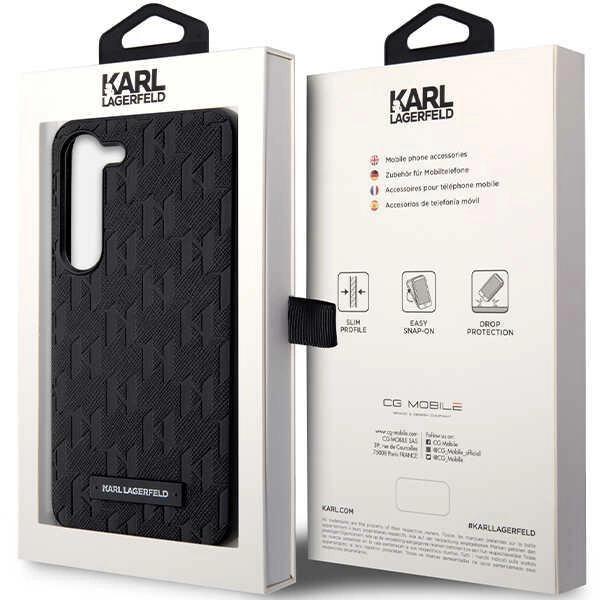 Karl Lagerfeld Saffiano Mono Metal Logo Case For Samsung Galaxy S24 - Black