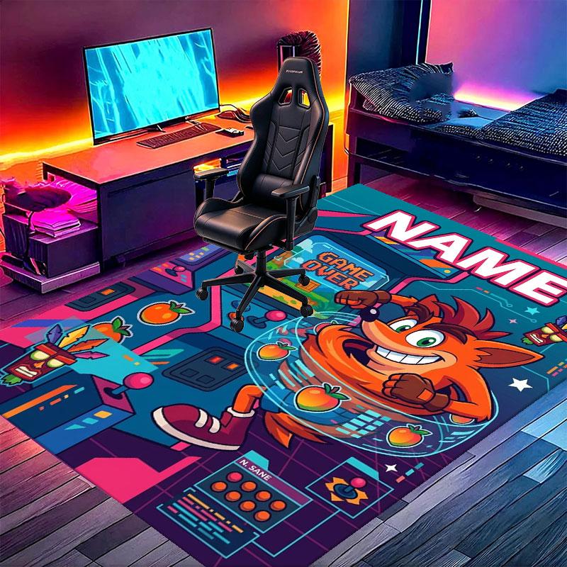 Custom Name Personalized PAC MAN Print Carpet, Versatile Home Decor Rug, for Playroom, Apartment, Balcony, Entryway, Hallway Gift