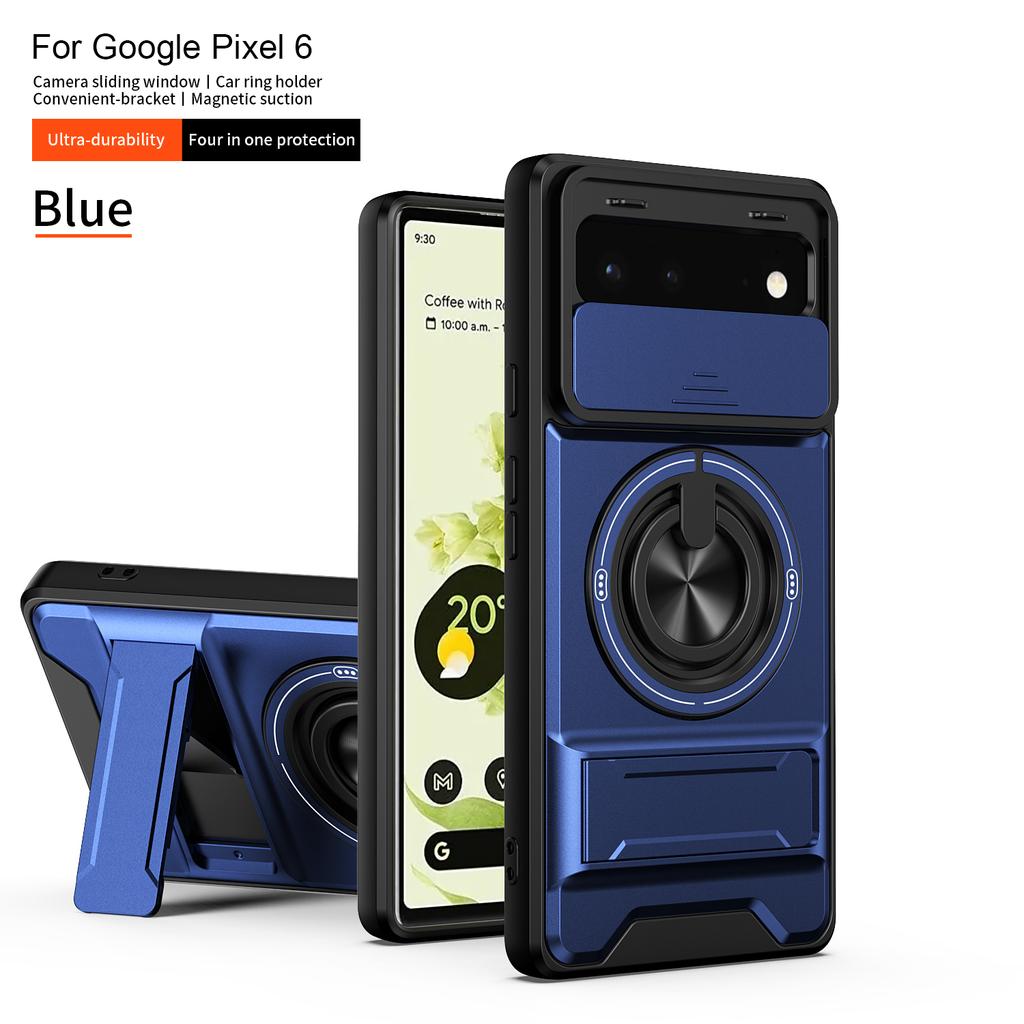 Чехол для Google Pixel 6 Чехол-обложка для Google Pixel 6 Чехол для телефона Google Pixel 6 Магнитный держатель Военная броня Защитная крышка для камеры