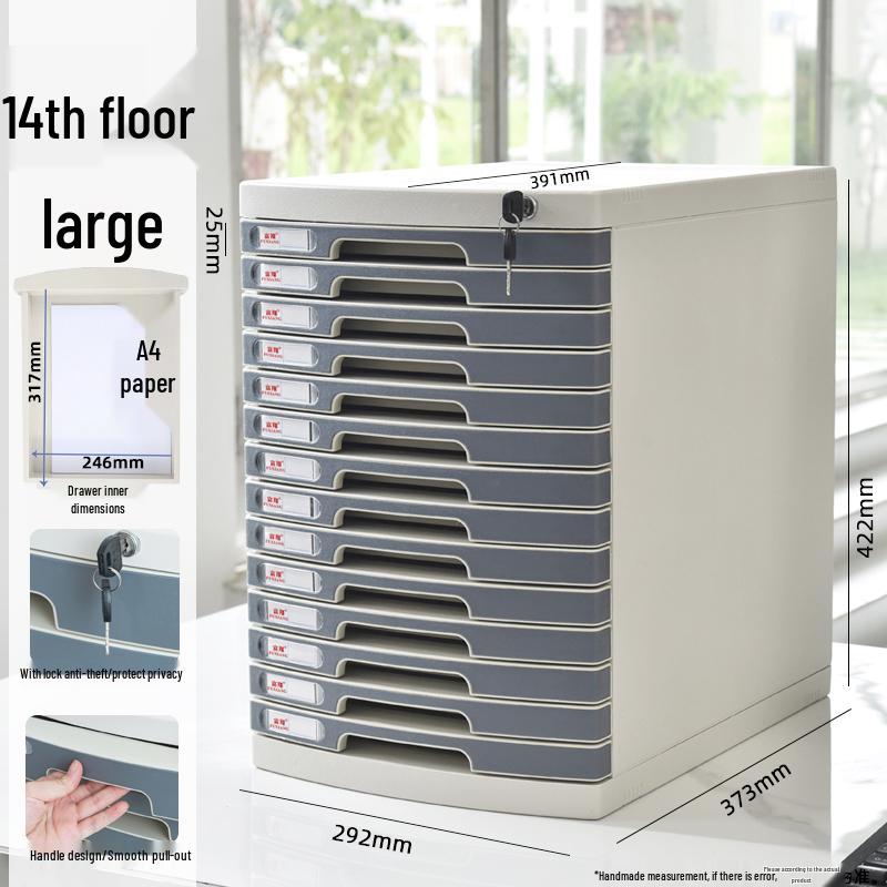 Lockable Multi-Layer A4 File Cabinet Drawer - Plastic Office Storage Box