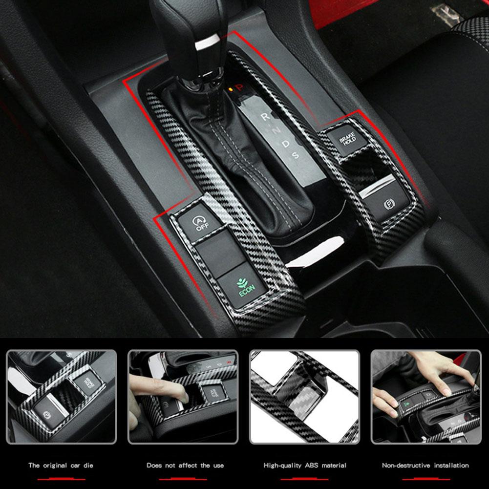 Центральная панель управления автомобиля, крышка рычага переключения передач, декоративные полоски для Honda Civic 10th 2016 2017 2018 2019 2020 2021 Аксессуары для интерьера