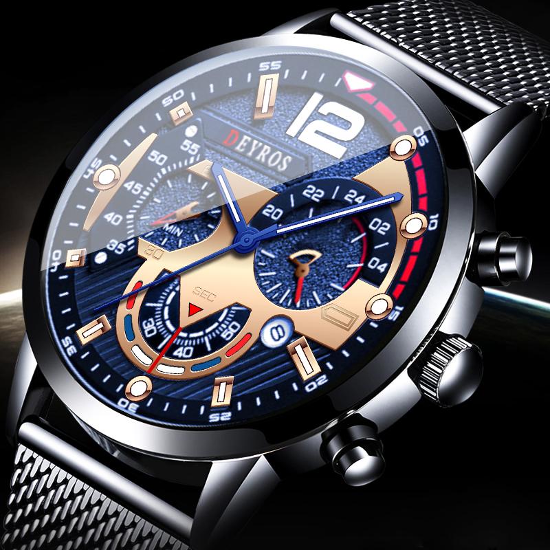 Fashion Black Men Watches Man Calendar Quartz Wristwatches Men Casual Business Watches Luxury Mens Round Dial Analog Watch