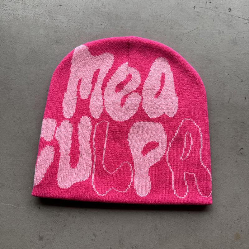 Knit Hat For Men And Women With Letter Pattern Warm Acrylic Winter Accessory