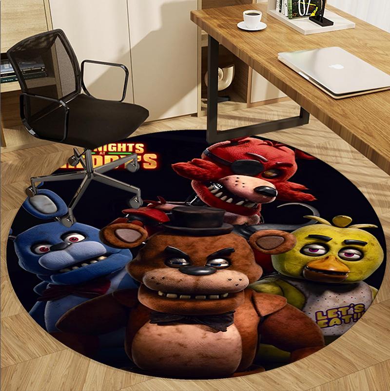 Five Nights at Freddy's Pattern Round Rug, Indoor/Outdoor Mat, for Picnic, Gameroom, Bedroom, Office, Living Room, Home Decor Carpet, Birthday Gift