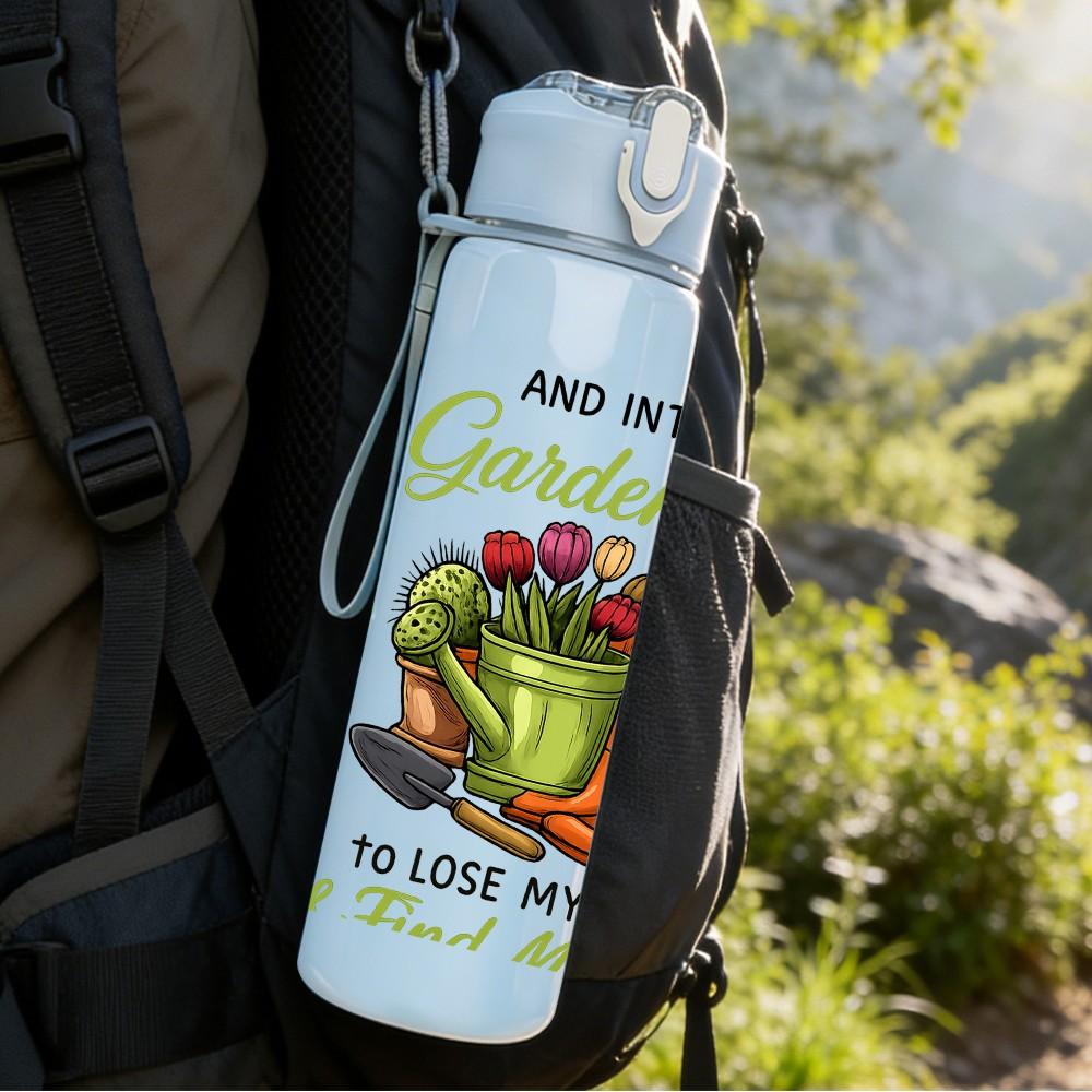 1PC Garden Boots Quote Text 750ml Color Plastic Sports Water Bottle Leakproof Flip Straw Lid Suitable for Sports Office Home Use
