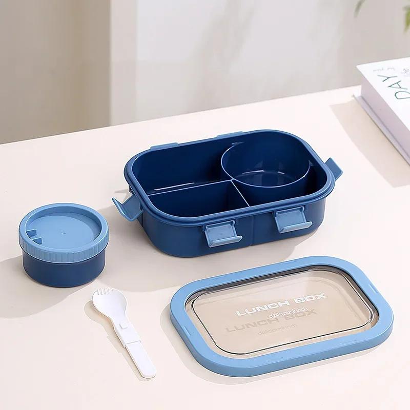 Портативный ланч-бокс с отделениями, ланч-бокс с суповой миской, ложкой, пряжкой, герметичный ланч-бокс, контейнер для еды для пикника и кемпинга