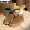 Ботильоны из замши на плоской подошве, женские, на платформе, плюшевые, теплые, хлопковые, тренд 2024 года, повседневные, дизайнерские, нескользящие, челси, модные, Botas Mujer