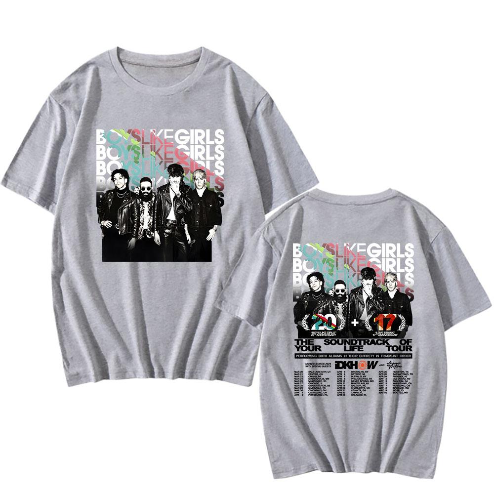 BLG ТУР САУНДТРЕК ТВОЕЙ ЖИЗНИ Футболка BOYS LIKE GIRLS Футболки рок-группы Хлопковая футболка с коротким рукавом Свободная футболка Уличная одежда