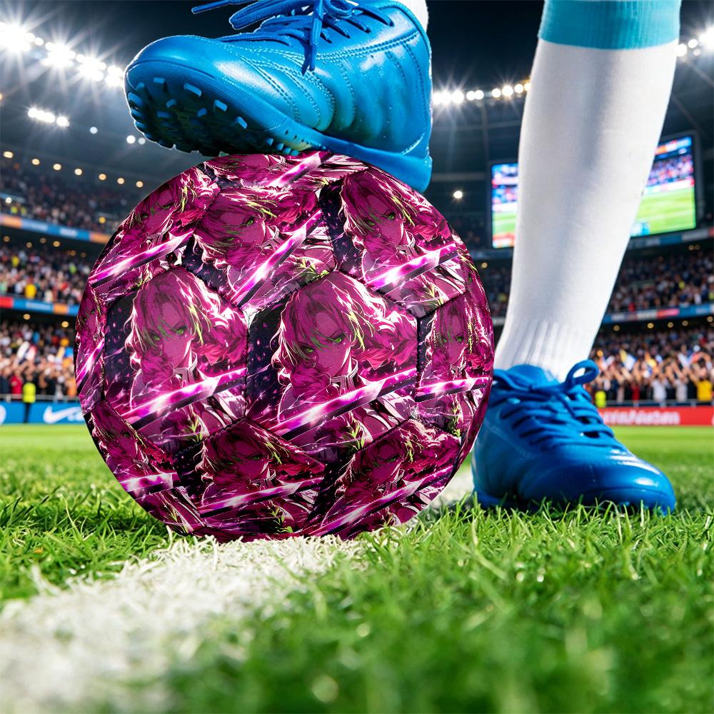 Demon Slayer Printed Size 5 Standard Football, Waterproof PU Training Soccer Ball for Outdoor Sports