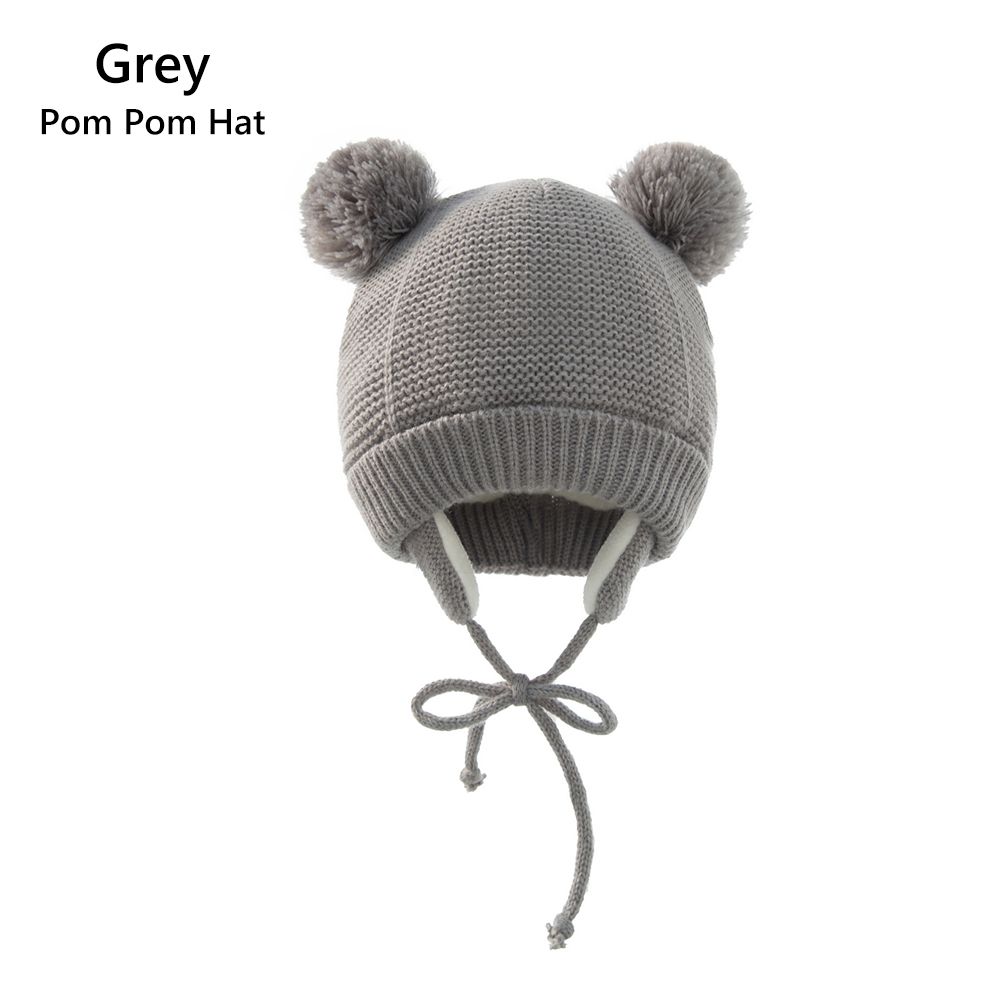 1-4 года Зимняя шапка-бини с флисовой подкладкой и ушками, Детская шапка, Комплект перчаток, Шапка с помпоном, Варежки