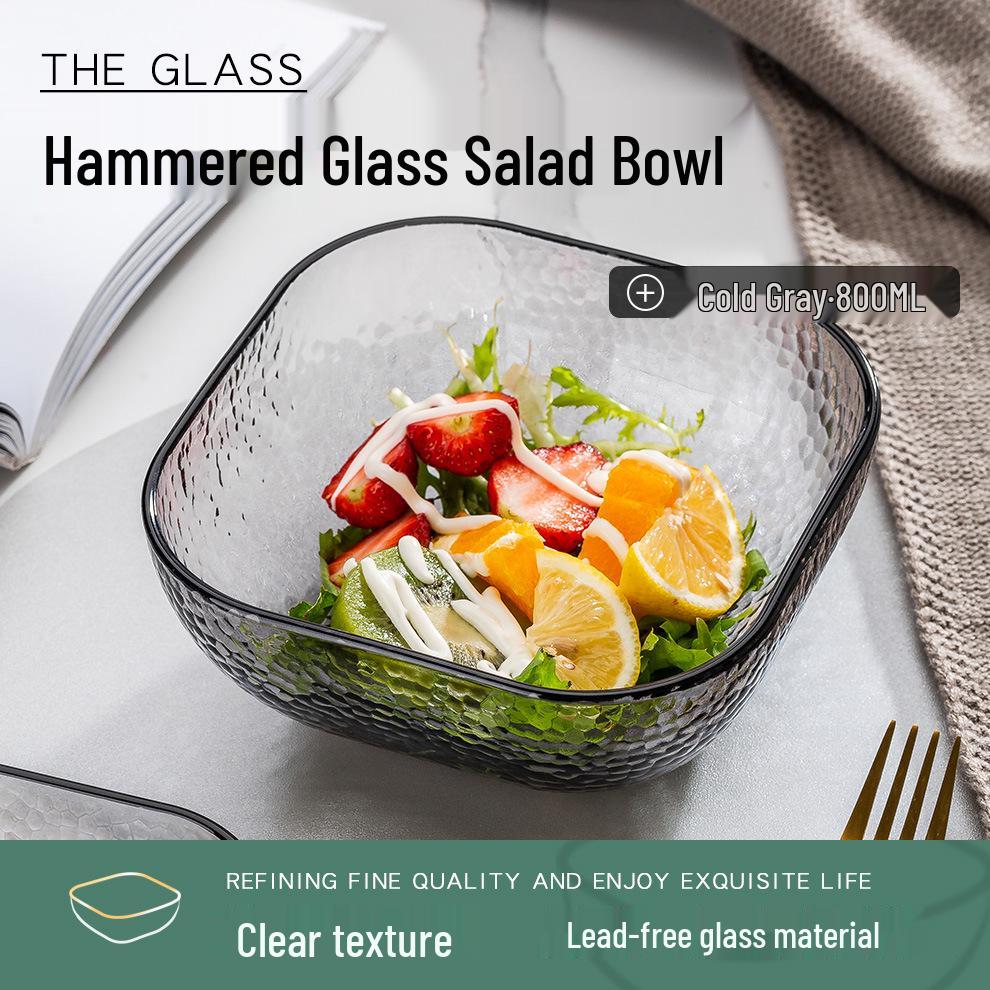 Квадратный салатник из кованого стекла для фруктов, десертов и хранения - Элегантная домашняя посуда