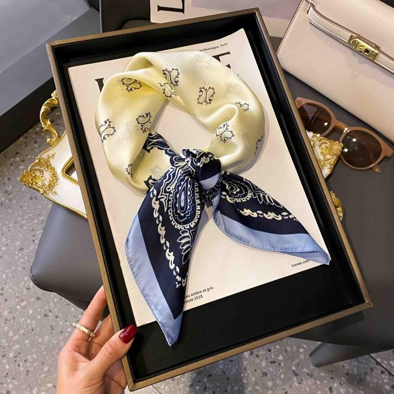 70cm Square Silk-Like Scarf Women Lightweight Fashion Accessory Office Chic Neck Wrap Stylish Print Design