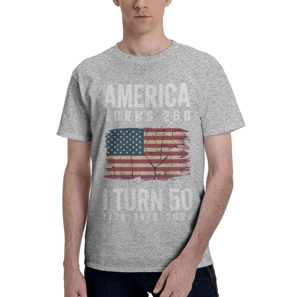 Custom America Turns 250 I Turn 50 1976 50th Birthday T Shirts Unisex 100 Cotton Tees Usa Flag Tshirts Shortsleeve Tshirt