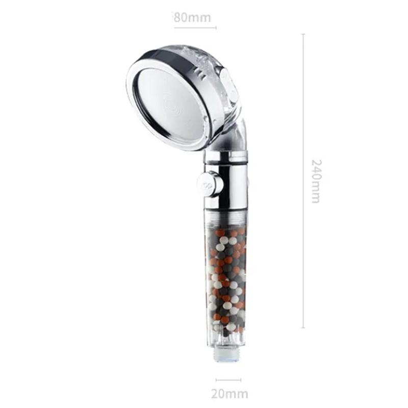 3 Spray Settings High Pressure Water Saving Filtered clear Handheld Shower Head with Spa Like Ionic Beads for Dry Skin & Hair