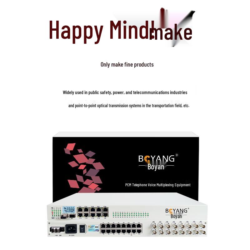 BOYANG Fiber Optic Multiplexer with 8E1, 8 Phones, and 8 Ethernet Ports