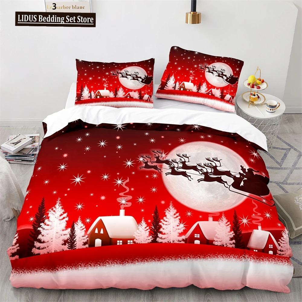 Рождественский комплект пододеяльников King Queen Full Size Snowflake Gold с рисунком оленя Праздничный комплект постельного белья из полиэстера для детей